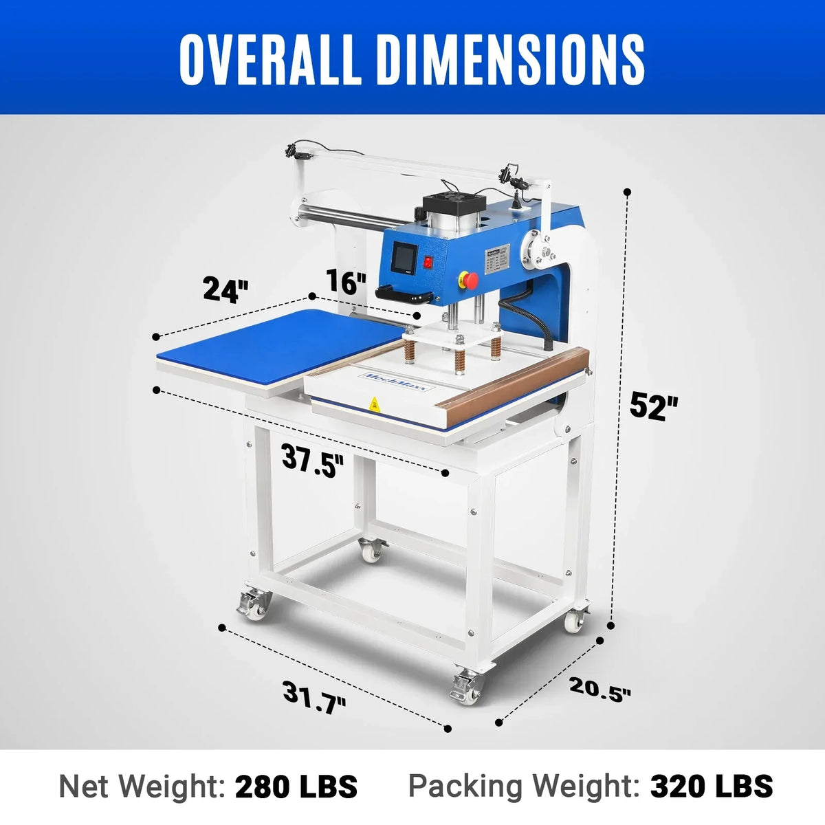 16x24 Inch Commercial Pneumatic Dual Platen Heat Press - Infrared Positioning Auto Lift Sublimation Transfer Machine with Full Touch LCD Screen  (110V 2.2HP)