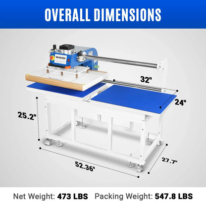 24x32 Inch (60x80cm) Industrial Pneumatic Dual Platen Heat Press - Auto Lift Digital Sublimation Transfer Machine (220V 8HP)