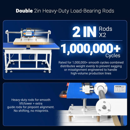 24x32 Inch (60x80cm) Industrial Pneumatic Dual Platen Heat Press - Auto Lift Digital Sublimation Transfer Machine (220V 8HP)