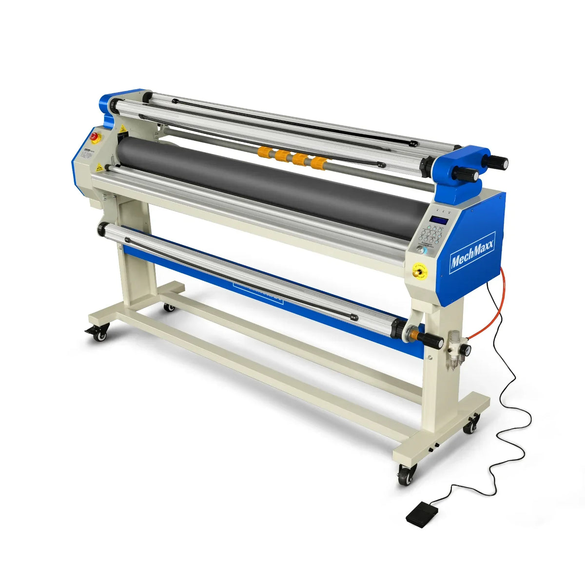 65" Wide Format Full-Auto Cold & Heat Assisted Pneumatic Laminator Machine with 4 Trimmers, Max Speed 40ft/min, 63" Max Width, 1.1" Max Thickness, Infrared Heating, Digital Control Pneumatic Roller Lifting (Requires Air Compressor, Not Included) 1700-B1