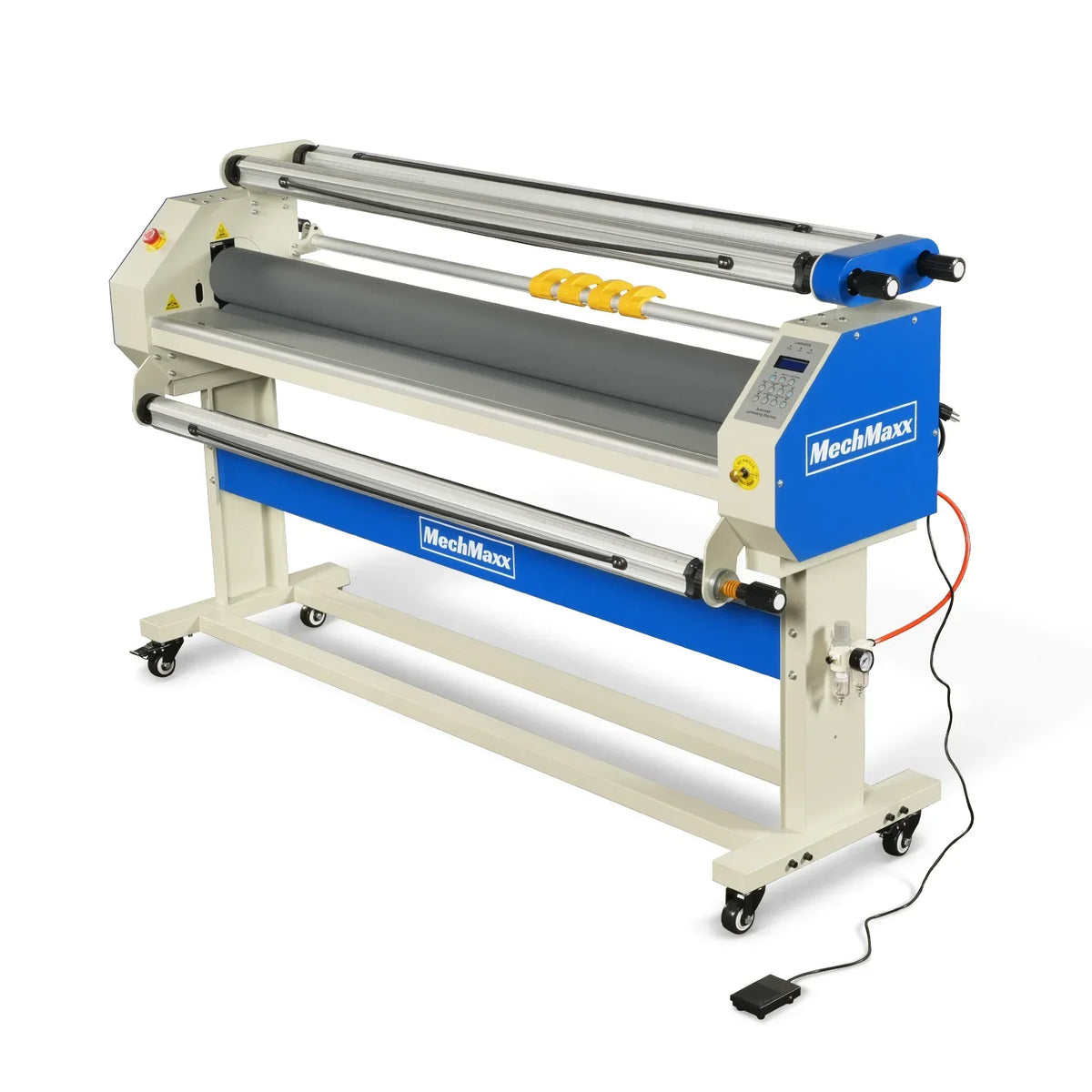65" Wide Format Full-Auto Cold & Heat Assisted Pneumatic Laminator Machine with 4 Trimmers, Max Speed 40ft/min, 63" Max Width, 1.1" Max Thickness, Infrared Heating, Digital Control Pneumatic Roller Lifting (Requires Air Compressor, Not Included) 1700-B2