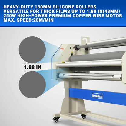 67" Wide Format Full - Auto Cold & Heat Assisted Pneumatic Laminator Machine (Model 1700 - A1) with 4 Trimmers, Max Speed 65.6 ft/min, 63" Max Width, 1.88" Max Thickness, Infrared Heating, Digital Control (Requires Air Compressor, Not Included)-1700-A1