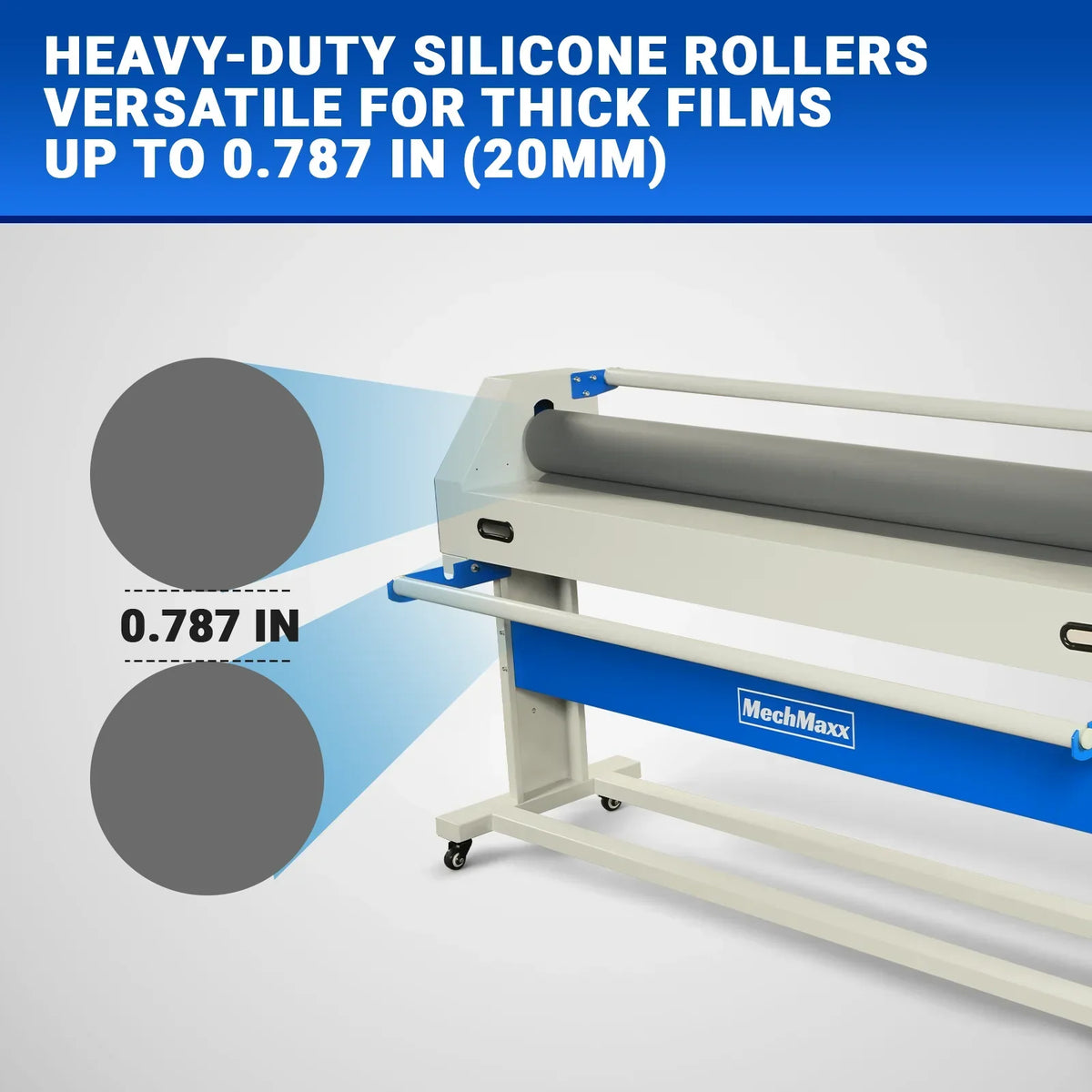 63" Wide Format Pneumatic Laminator Manual Cold Laminating Machine 60" Max Laminating Width,Pneumatic Roller Lift & Wear-Resistant Rubber Roller Portable Stand Included, 0.78" Max Thickness (Requires Air Compressor, Not Included) 1600-C1