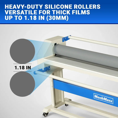 63" Wide Format Pneumatic Laminator Manual Cold Laminating Machine 60" Max Laminating Width,Pneumatic Roller Lift Portable Stand Included, 0.78" Max Thickness (Requires Air Compressor, Not Included) 1600-C2