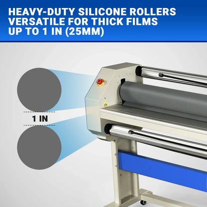 63" Wide Format Pneumatic Laminator Manual Cold Laminating Machine 60" Max Laminating Width,Pneumatic Roller Lift Portable Stand Included, 0.78" Max Thickness (Requires Air Compressor, Not Included) 1600-C3Pro