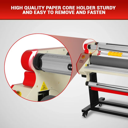65" Wide Format Full-Auto Cold & Heat Assisted Pneumatic Laminator Machine with 4 Trimmers, Max Speed 40ft/min, 63" Max Width, Infrared Heating, Digital Control Pneumatic Roller Lifting (Requires Air Compressor, Not Included) 1700-B1RED