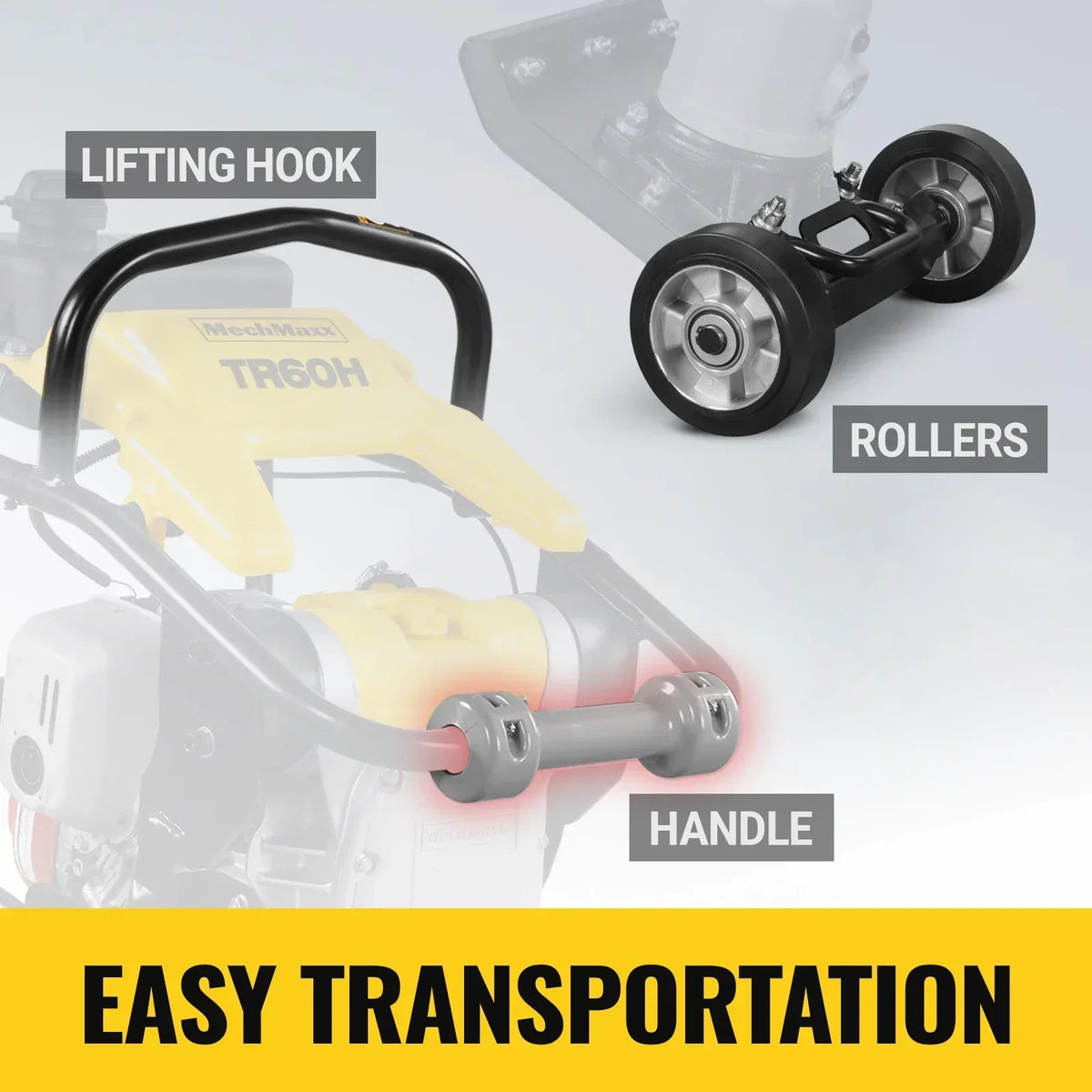 Honda GX100 Tamping Rammer with Wheel Kit, 2250 lb Impact Force Jumping Jack Tamper Compactor for Soil, Gravel, Backfill and Foundation, TR60H