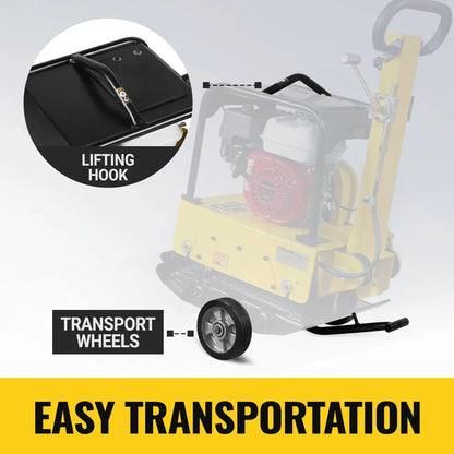Honda GX160 Reversible Plate Compactor with Wheel Kit and Extension Plates, 5625 lb Centrifugal Force, PC150H