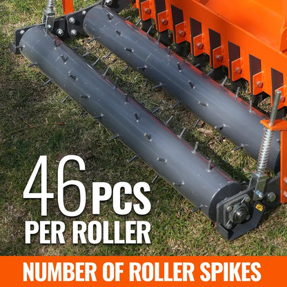 60" Heavy Duty Soil Pulverizer,  Double Spiked Roller,  21 Shanks,  Category 1 and 2,  3 Point Hitch Tractor Attachment,  TSP60D