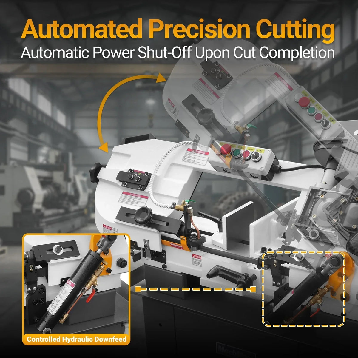 7" x 12" Metal Band Saw, 1.5 HP 115V/230V Dual Voltage 4-Speed Horizontal Vertical Bandsaw with Hydraulic Downfeed, Coolant System & Adjustable Angle Cutting for Steel, Aluminum, Pipe & Structural Metal BS-712N