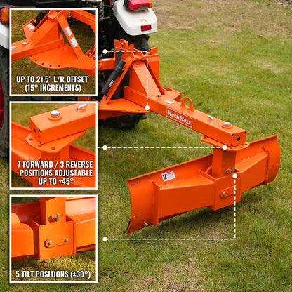 60" Heavy Duty 6-Way Rear Blade 3 Point Hitch Tractor Attachment,  RB60SE