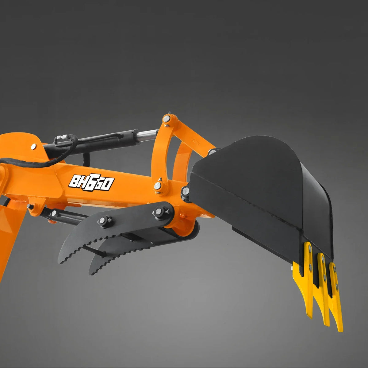 7' Tractor Backhoe Attachment with Mechanical Thumb,  12" Bucket,  ISO/SAE Switchable Controls,  Self-Contained Hydraulic System,  3 Point Hitch Cat.1,  15-50 HP,  BH660M