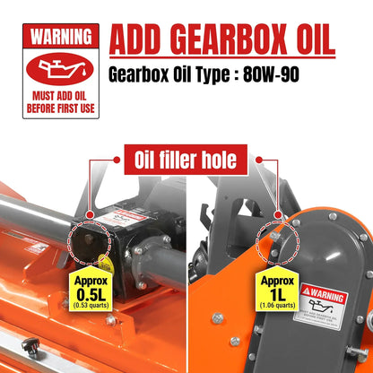 65 in Stone Burier Reverse Rotary Tiller,  3 Point Hitch Cat.1,  Chain Drive,  PTO Shaft Included with Slip Clutch,  30-55 HP,  RSB65