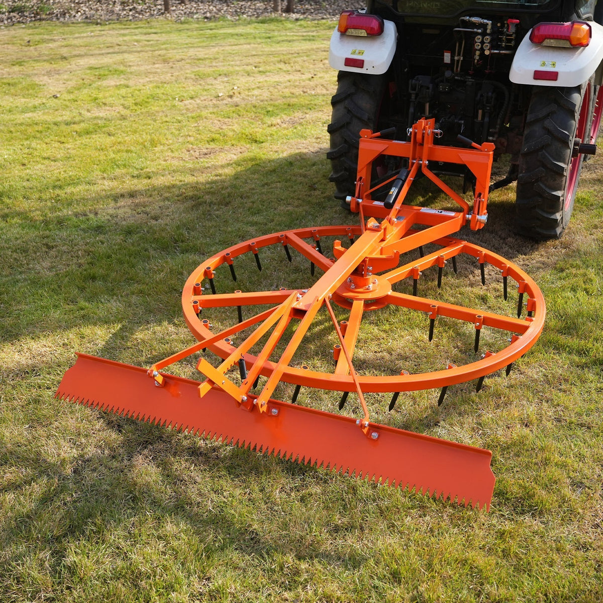 72" Arena Spin Harrow Groomer with 35 Tines and Rake Cat.1 3 Point Hitch Grooming Attachment,  AHG72R