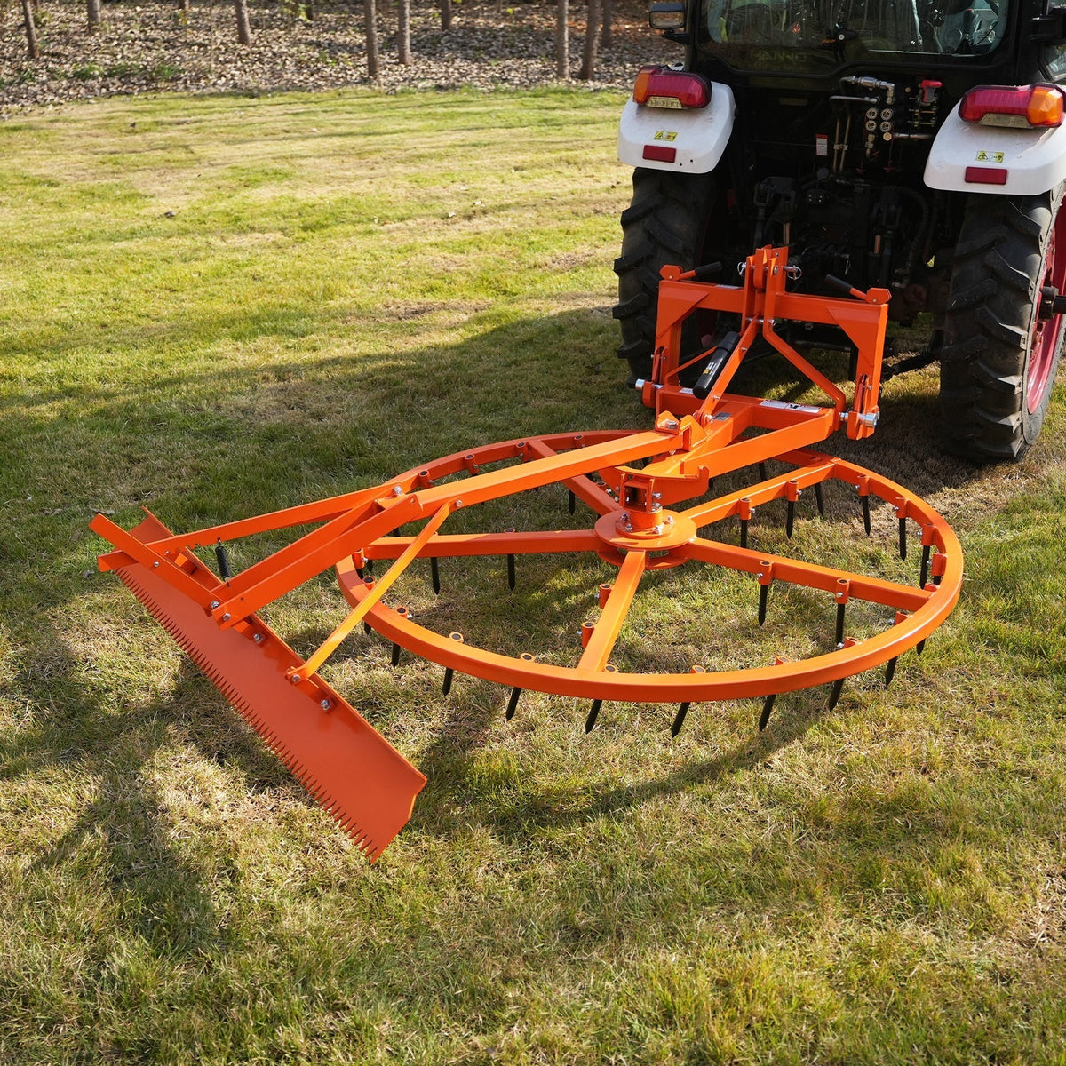 72" Arena Spin Harrow Groomer with 35 Tines and Rake Cat.1 3 Point Hitch Grooming Attachment,  AHG72R