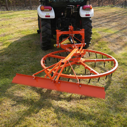 72" Arena Spin Harrow Groomer with 35 Tines and Rake Cat.1 3 Point Hitch Grooming Attachment,  AHG72R