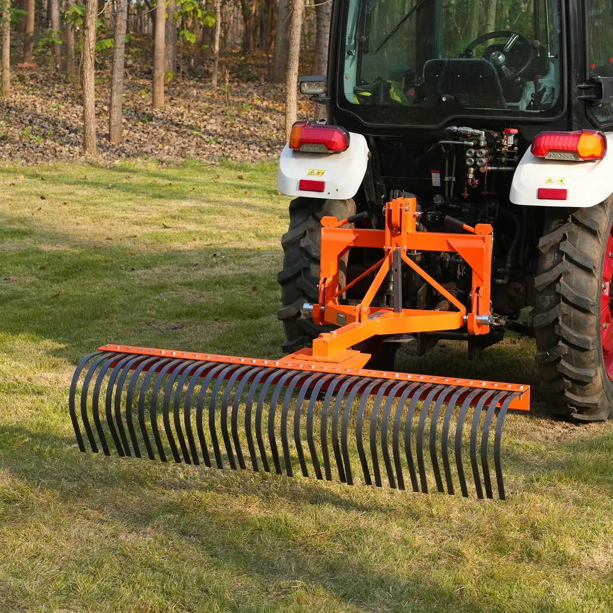 72" Landscape Rake with 36 Tines 3 Point Hitch Tractor Attachment,  LR72