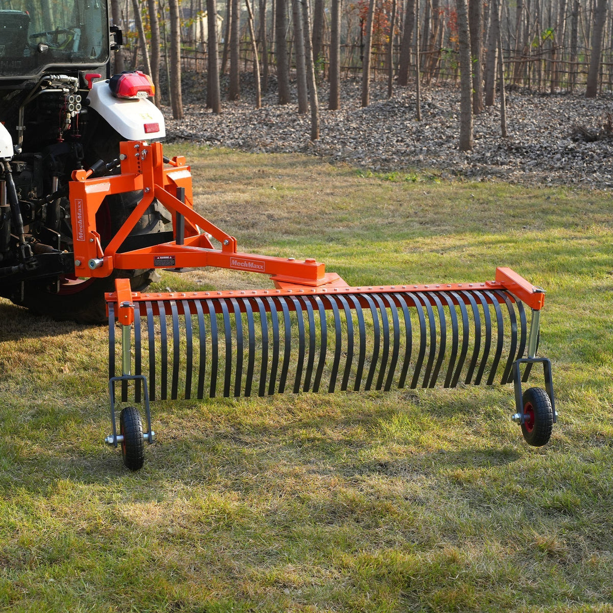 72" Landscape Rake with Bolt-On Wheels & 36 Tines 3 Point Hitch Tractor Attachment, LR72W