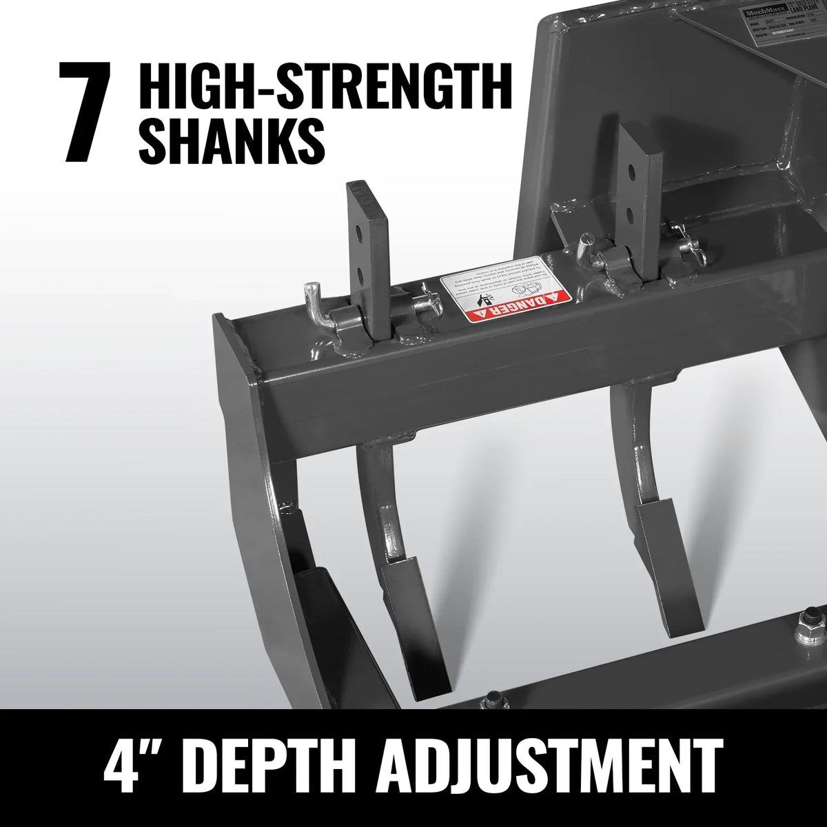 72" Skid Steer Land Plane with 7 Adjustable Scarifier Shanks, Removable Sift Screen and Bolt-On Cutting Blades, SSLP72