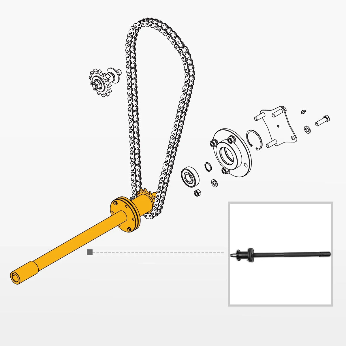 72" Snow Blower Transmission Shaft Kit (for SKU: 201016, 201016T)