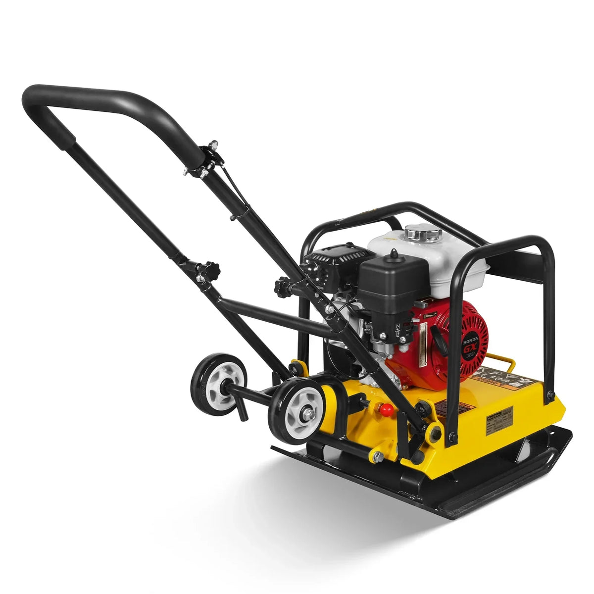 Honda GX160 Vibratory Plate Compactor with Wheel Kit, 3600 lb Centrifugal Force for Soil, Gravel, Asphalt and Paver Base, PC90H