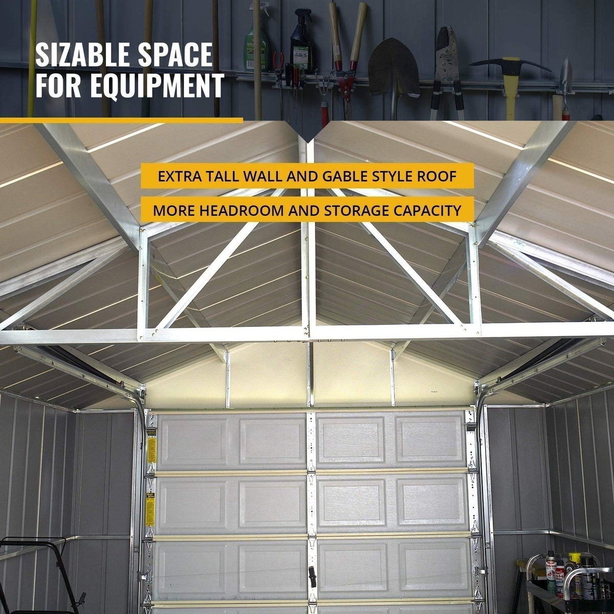 Arrow Shed 12′ x 31′ Murryhill Garage Galvanized Steel Extra Tall Walls Prefabricated Shed Storage Building, 12′ x 31′, Flute Gray