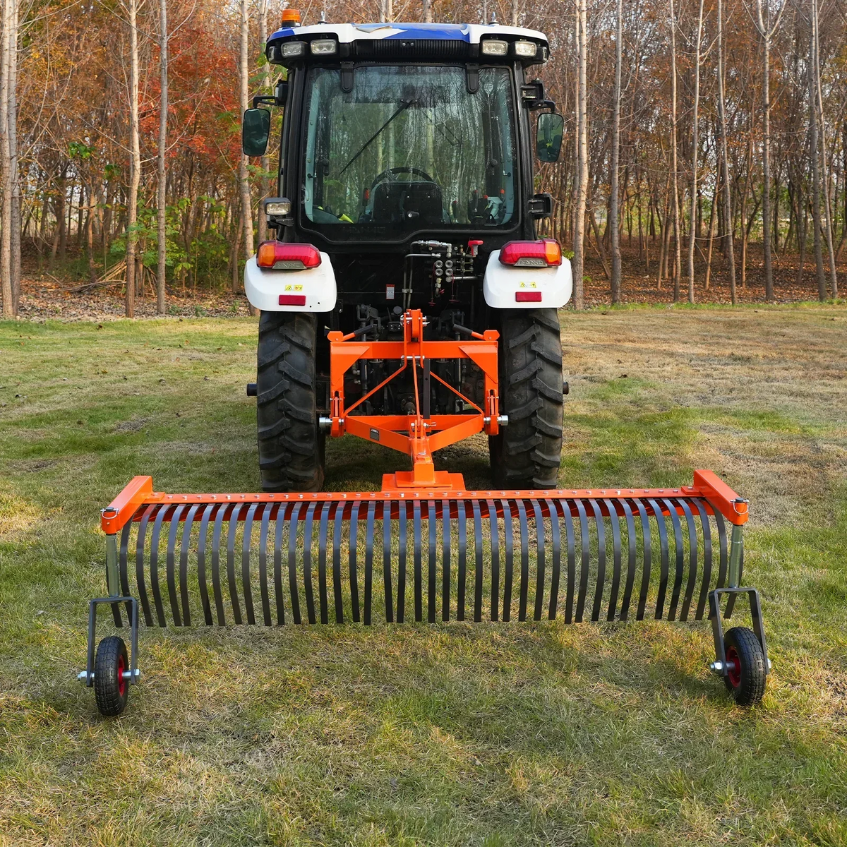 84" Landscape Rake with Bolt-On Wheels & 42 Tines 3 Point Hitch Tractor Attachment,  LR84W