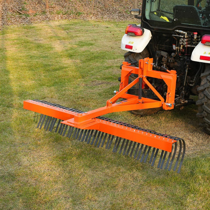 84" Landscape Rake with 42 Tines 3 Point Hitch Tractor Attachment,  LR84