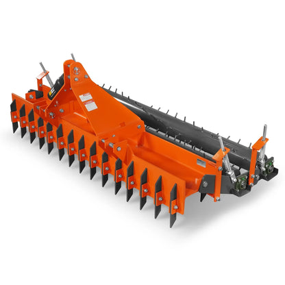 84" Heavy Duty Soil Pulverizer,  Double Spiked Roller,  29 Shanks,  Category 1 and 2,  3 Point Hitch Tractor Attachment,  TSP84D