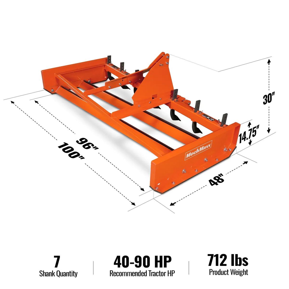 96" Heavy Duty Land Leveler Land Plane Scraper Grader with Shanks 3 Point Hitch,  LP96