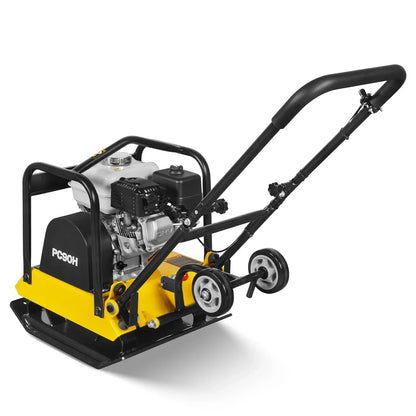 Honda GX160 Vibratory Plate Compactor with Wheel Kit, 3600 lb Centrifugal Force for Soil, Gravel, Asphalt and Paver Base, PC90H