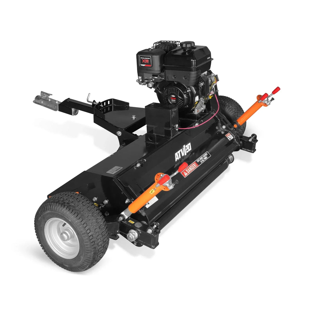 MechMaxx 48" Tow-Behind ATV Offset Flail Mower,  B&S 13.5HP 420cc E-start Gas Engine Powered; Adjustable Mowing Height,  ATV120
