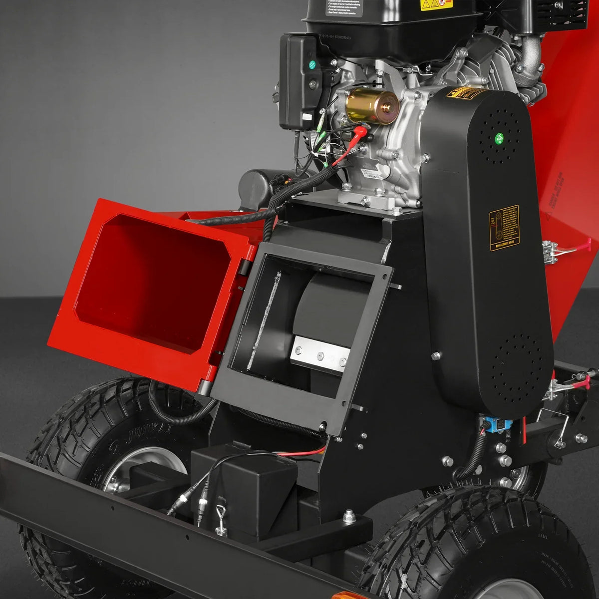 6 inch ZONSEN E-Start 420cc 15hp Gas Powered 4 - Wheel Drum Wood Chipper with Taillight ,  B150
