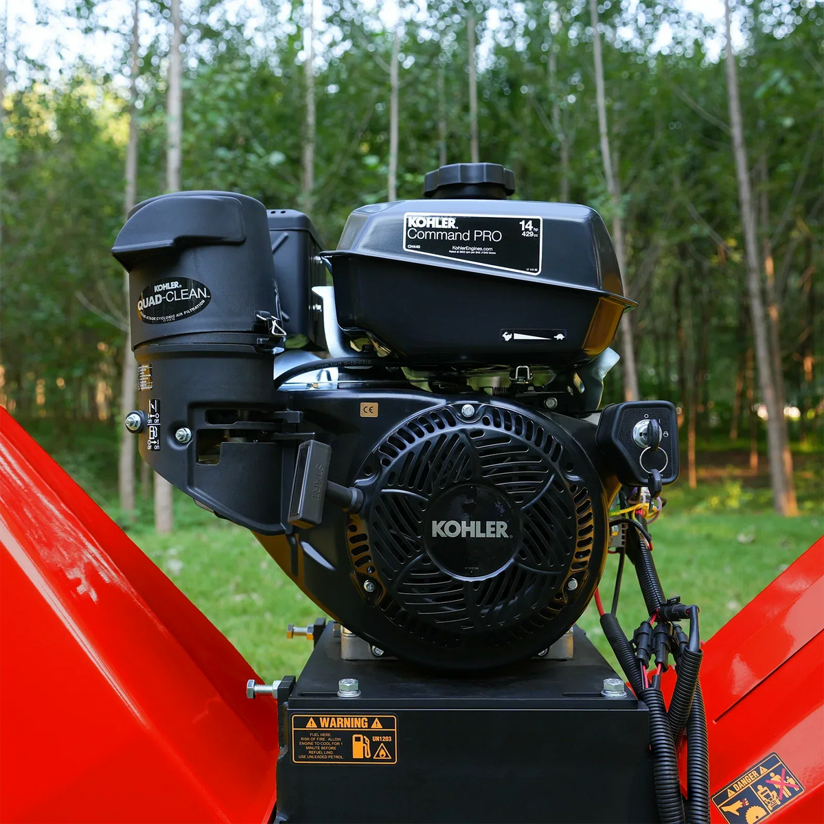 6 inch KOHLER E-Start 429cc 14HP Gas Powered 4 - Wheel Drum Wood Chipper with Taillight ,  B150