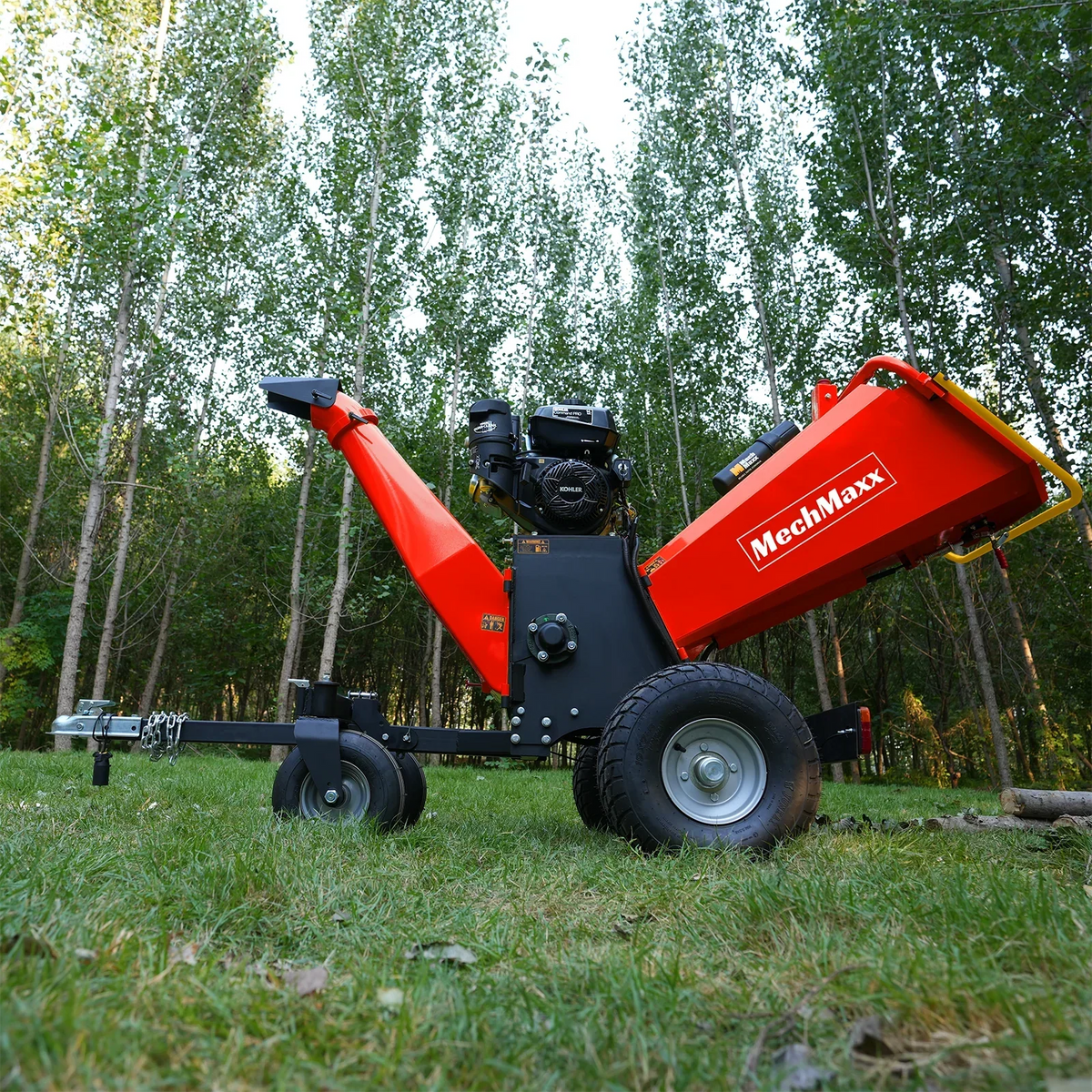 6 inch KOHLER E-Start 429cc 14HP Gas Powered 4 - Wheel Drum Wood Chipper with Taillight ,  B150