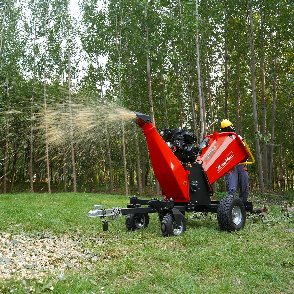 6 inch KOHLER E-Start 429cc 14HP Gas Powered 4 - Wheel Drum Wood Chipper with Taillight ,  B150