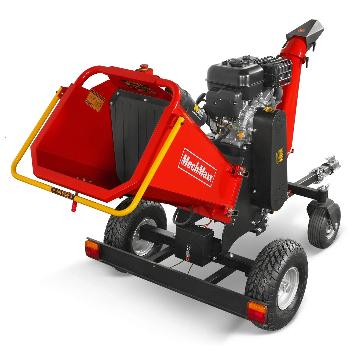 6 inch ZONSEN E-Start 420cc 15hp Gas Powered 4 - Wheel Drum Wood Chipper with Taillight ,  B150