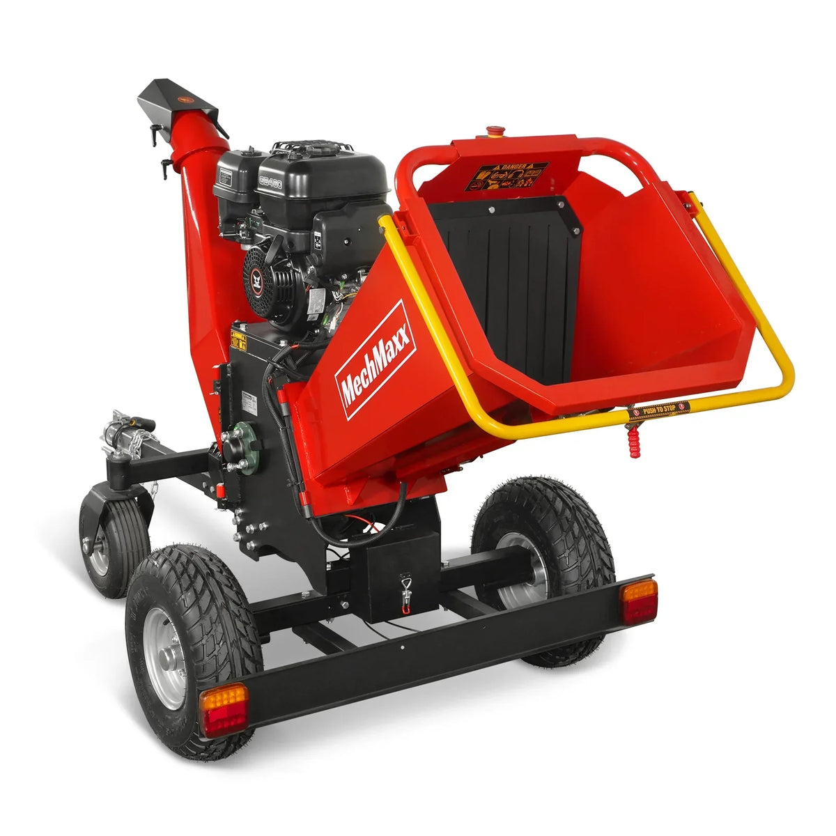 6 inch ZONSEN E-Start 420cc 15hp Gas Powered 4 - Wheel Drum Wood Chipper with Taillight ,  B150