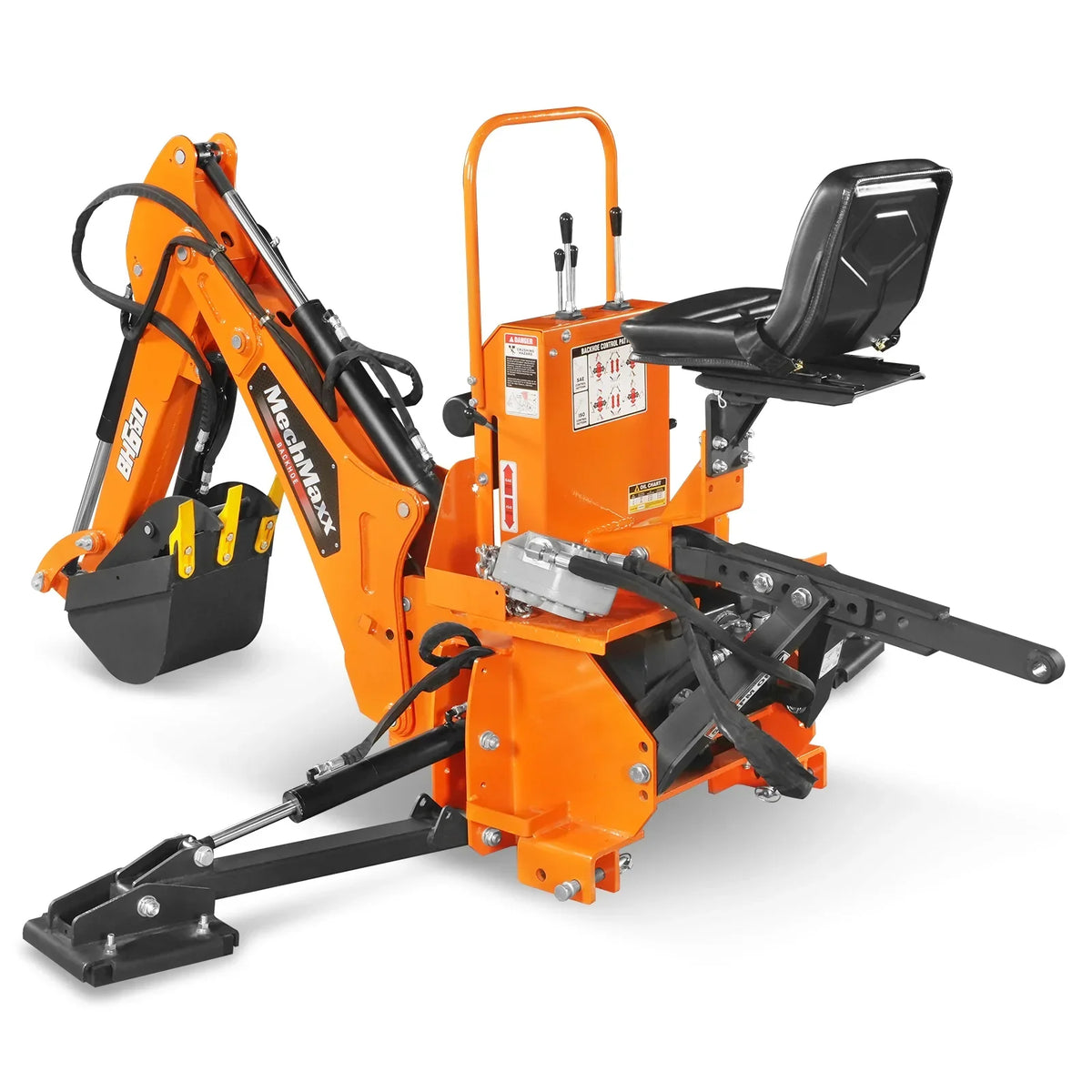 7' Tractor Backhoe Attachment with Hydraulic Thumb,  12" Bucket,  ISO/SAE Switchable Controls,  Self-Contained Hydraulic System,  3 Point Hitch Cat.1,  15-50 HP,  BH660H