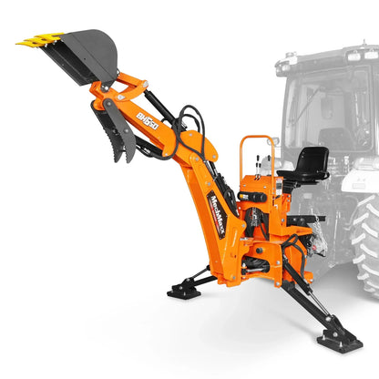 7' Tractor Backhoe Attachment with Hydraulic Thumb,  12" Bucket,  ISO/SAE Switchable Controls,  Self-Contained Hydraulic System,  3 Point Hitch Cat.1,  15-50 HP,  BH660H
