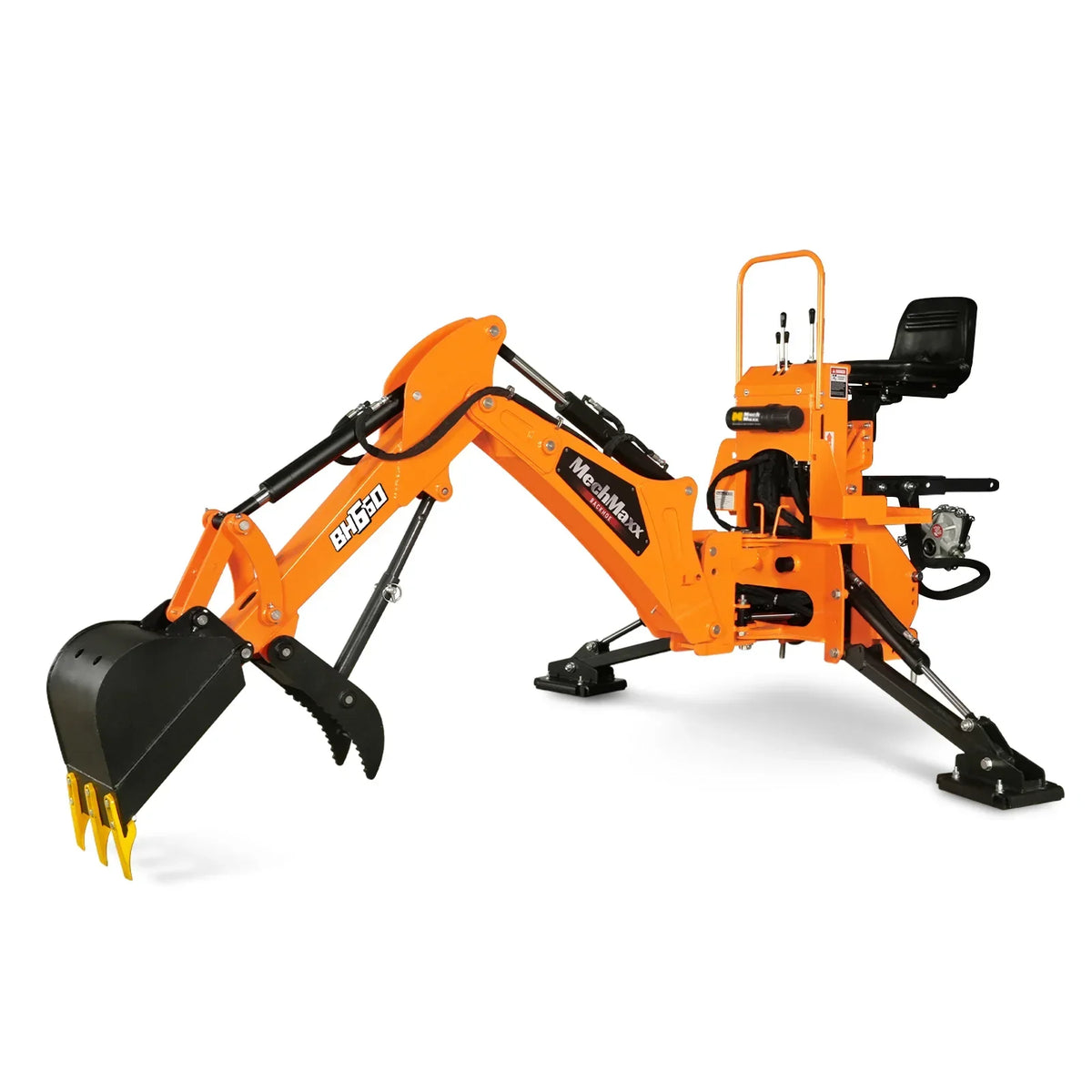 7' Tractor Backhoe Attachment with Mechanical Thumb,  12" Bucket,  ISO/SAE Switchable Controls,  Self-Contained Hydraulic System,  3 Point Hitch Cat.1,  15-50 HP,  BH660M