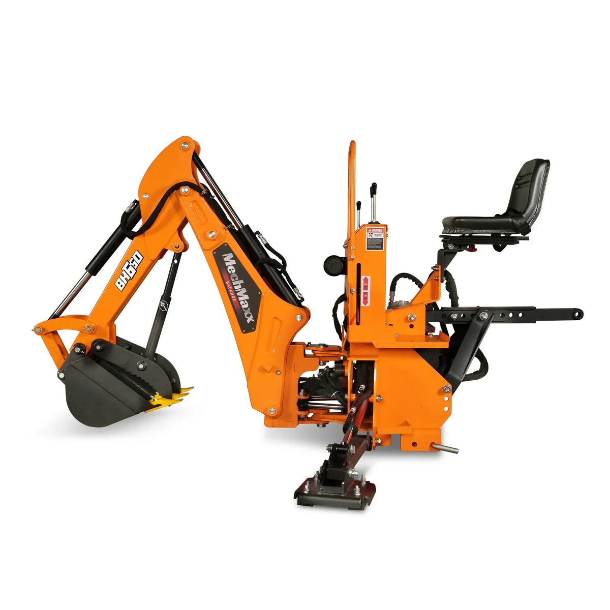7' Tractor Backhoe Attachment with Mechanical Thumb,  12" Bucket,  ISO/SAE Switchable Controls,  Self-Contained Hydraulic System,  3 Point Hitch Cat.1,  15-50 HP,  BH660M