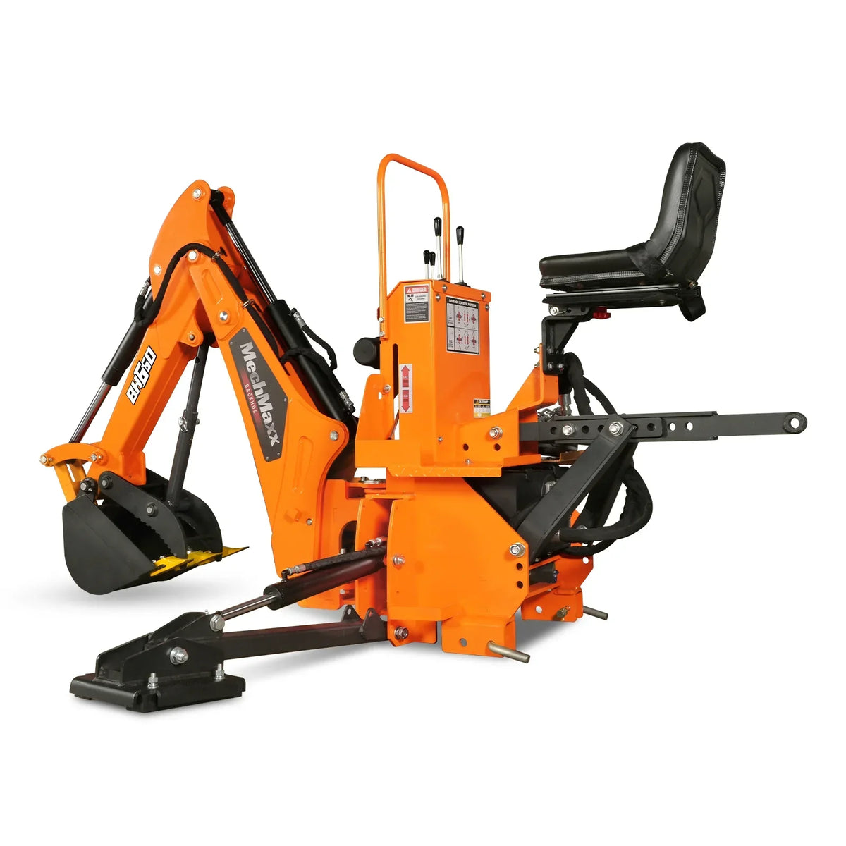 7' Tractor Backhoe Attachment with Mechanical Thumb,  12" Bucket,  ISO/SAE Switchable Controls,  Self-Contained Hydraulic System,  3 Point Hitch Cat.1,  15-50 HP,  BH660M