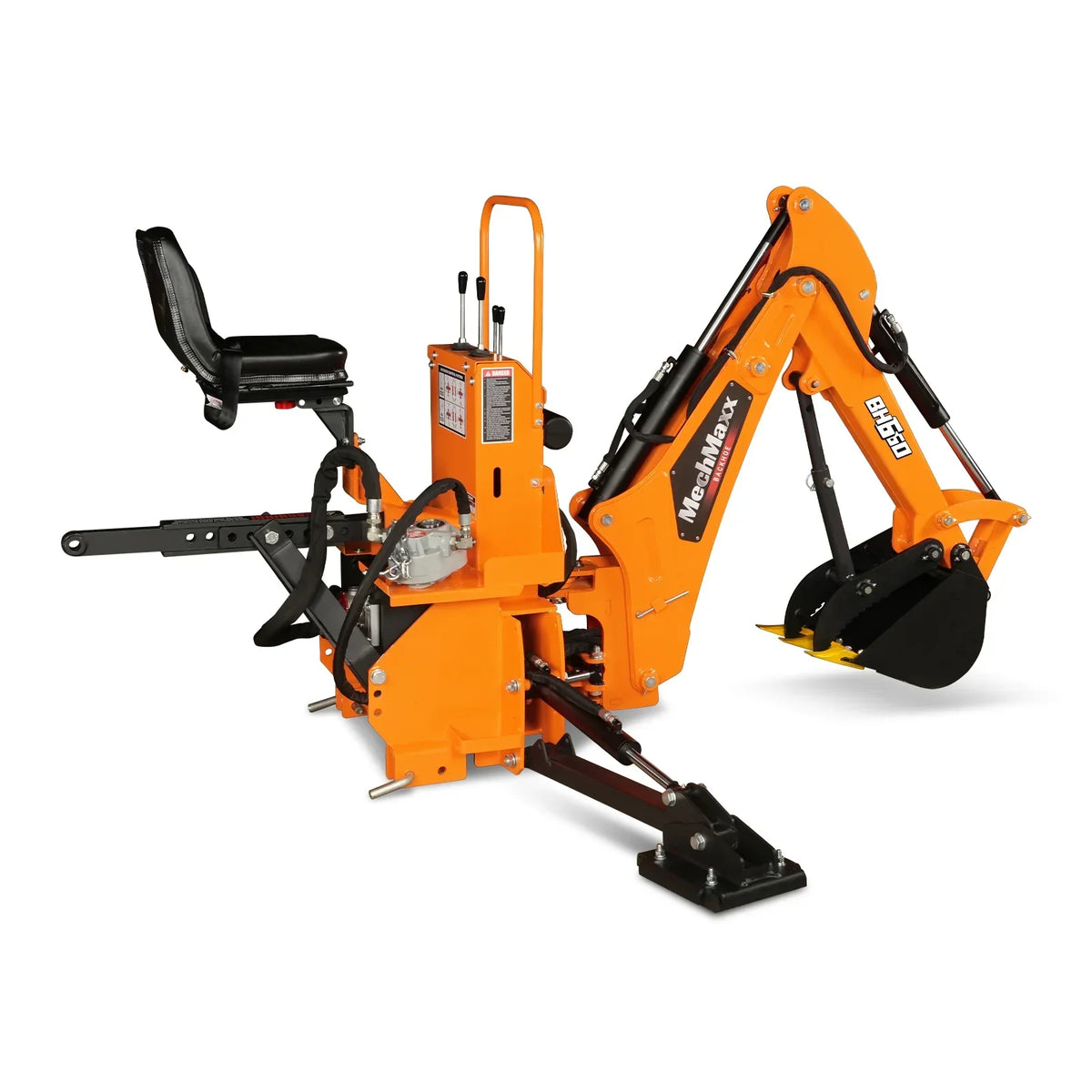 7' Tractor Backhoe Attachment with Mechanical Thumb,  12" Bucket,  ISO/SAE Switchable Controls,  Self-Contained Hydraulic System,  3 Point Hitch Cat.1,  15-50 HP,  BH660M