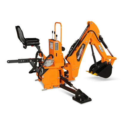 7' Tractor Backhoe Attachment with Mechanical Thumb,  12" Bucket,  ISO/SAE Switchable Controls,  Self-Contained Hydraulic System,  3 Point Hitch Cat.1,  15-50 HP,  BH660M
