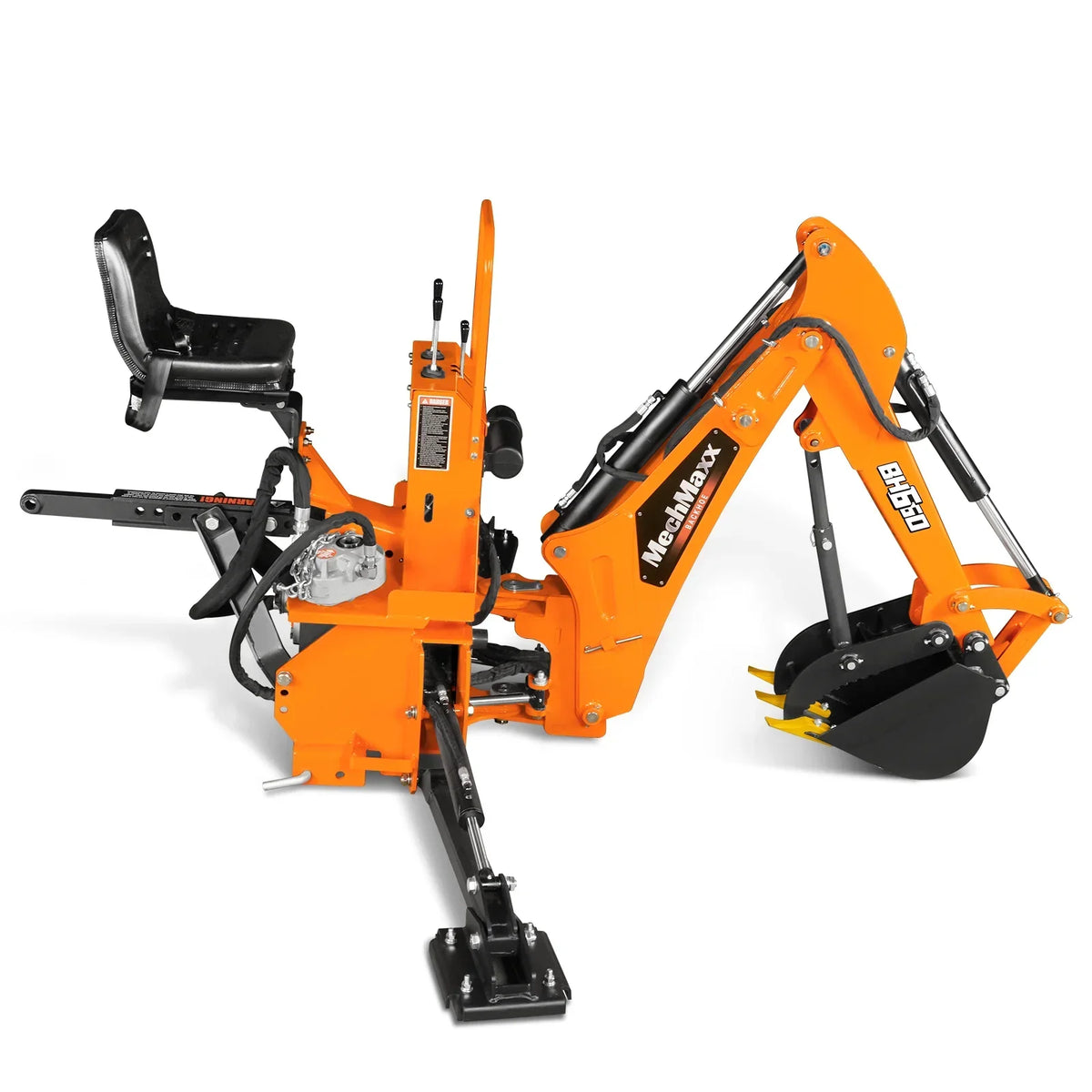 7' Tractor Backhoe Attachment with Mechanical Thumb,  12" Bucket,  ISO/SAE Switchable Controls,  Self-Contained Hydraulic System,  3 Point Hitch Cat.1,  15-50 HP,  BH660M
