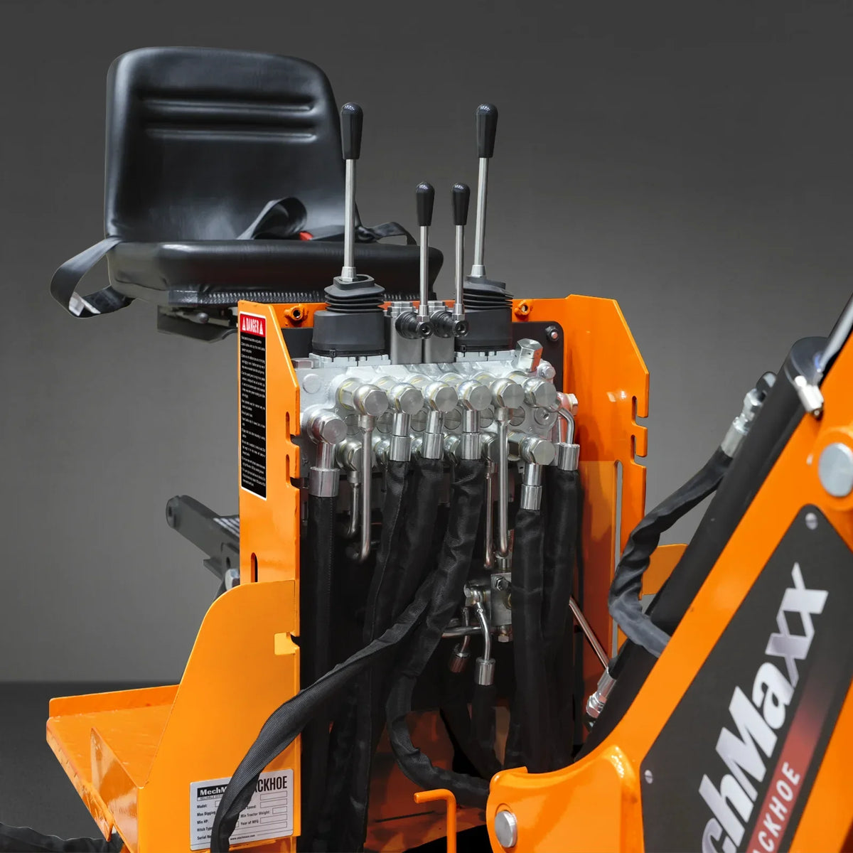 7' Tractor Backhoe Attachment with Mechanical Thumb,  12" Bucket,  ISO/SAE Switchable Controls,  Self-Contained Hydraulic System,  3 Point Hitch Cat.1,  15-50 HP,  BH660M