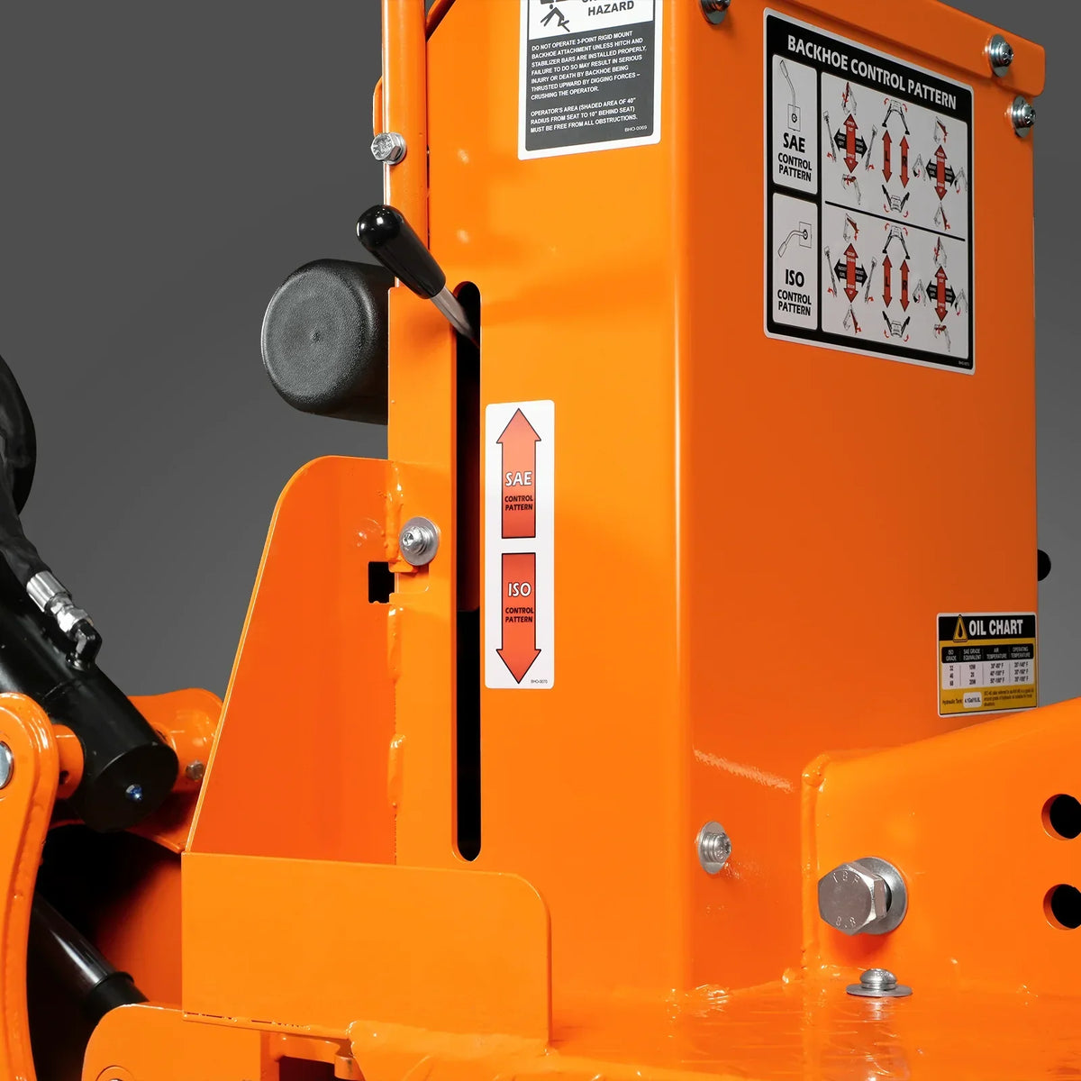 7' Tractor Backhoe Attachment with Mechanical Thumb,  12" Bucket,  ISO/SAE Switchable Controls,  Self-Contained Hydraulic System,  3 Point Hitch Cat.1,  15-50 HP,  BH660M