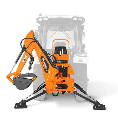 8' Tractor Backhoe Attachment with Hydraulic Thumb,  15" Bucket,  ISO/SAE Switchable Controls,  Self-Contained Hydraulic System,  3 Point Hitch Cat.1 & 2,  20-100 HP,  BH760H