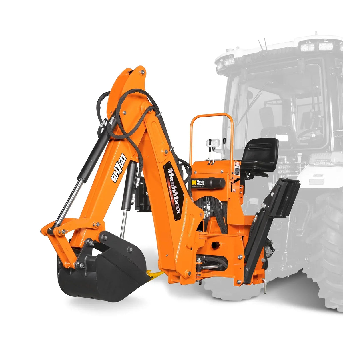8' Tractor Backhoe Attachment with Hydraulic Thumb,  15" Bucket,  ISO/SAE Switchable Controls,  Self-Contained Hydraulic System,  3 Point Hitch Cat.1 & 2,  20-100 HP,  BH760H